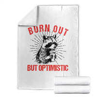 Burnt Out But Optimistic Throw Blanket Funny Raccoon Meme - Wonder Print Shop