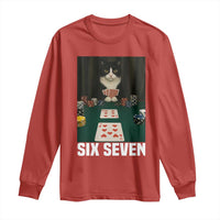 67 Poker Cat Long Sleeve Shirt Funny Six Seven Meme - Wonder Print Shop