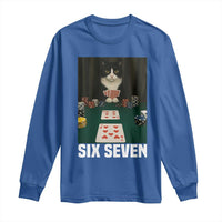 67 Poker Cat Long Sleeve Shirt Funny Six Seven Meme - Wonder Print Shop