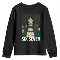 67 Poker Cat Youth Sweatshirt Funny Six Seven Meme - Wonder Print Shop