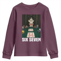 67 Poker Cat Youth Sweatshirt Funny Six Seven Meme - Wonder Print Shop