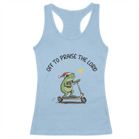Off To Praise The Lord Racerback Tank Top Funny Frog Christian - Wonder Print Shop