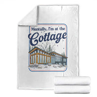 Mentally I'm at the Cottage Throw Blanket Funny Hockey Romance