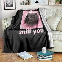 I'm Gonna Sniff You Throw Blanket Funny Black Cat Brainrot Meme