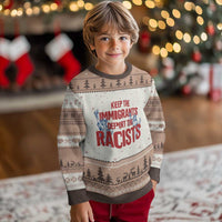 Keep The Immigrants Deport The Racists Ugly Christmas Sweater Statue Of Liberty Anti Racism Political Statement