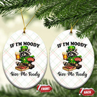 Funny Raccoon St Patricks Day Ceramic Ornament If I'm Moody Give Me Foody