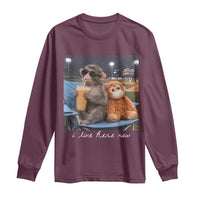 Funny Punch Monkey Baseball Long Sleeve Shirt I Live Here Now Ballpark Graphic