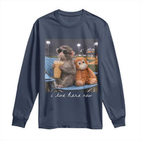 Funny Punch Monkey Baseball Long Sleeve Shirt I Live Here Now Ballpark Graphic