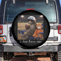 I Live Here Now Punch Monkey Spare Tire Cover Funny Drinking Iced Coffee Baseball Field