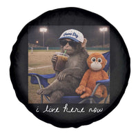 I Live Here Now Punch Monkey Spare Tire Cover Funny Drinking Iced Coffee Baseball Field