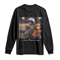 I Live Here Now Punch Monkey Long Sleeve Shirt Funny Drinking Iced Coffee Baseball Field