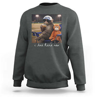 I Live Here Now Punch Monkey Sweatshirt Funny Drinking Iced Coffee Baseball Field