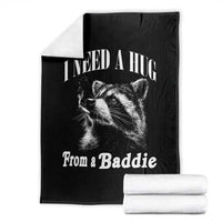 I Need A Hug from A Baddie Throw Blanket Funny Raccoon Smoking Sarcastic