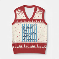 Autism Acceptance V-Neck Knit Sweater Vest In April We Wear Blue Support Neurodivergent