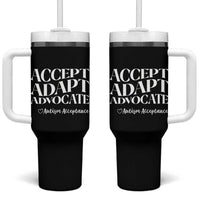 Autism Acceptance Tumbler With Handle Accept Adapt Advocate
