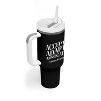 Autism Acceptance Tumbler With Handle Accept Adapt Advocate
