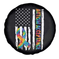Autism Acceptance Spare Tire Cover US Flag Ribbon Support Neurodiversity