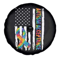 Autism Acceptance Spare Tire Cover US Flag Ribbon Support Neurodiversity