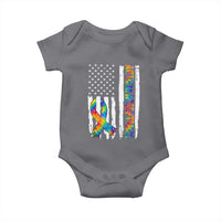 Autism Acceptance Baby Onesie US Flag Ribbon Support Neurodiversity
