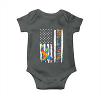 Autism Acceptance Baby Onesie US Flag Ribbon Support Neurodiversity