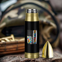 Autism Acceptance Bullet Tumbler US Flag Ribbon Support Neurodiversity