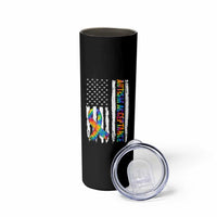 Autism Acceptance Skinny Tumbler US Flag Ribbon Support Neurodiversity