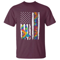 Autism Acceptance T Shirt US Flag Ribbon Support Neurodiversity