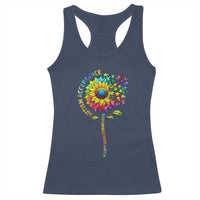Autism Acceptance Racerback Tank Top Accept Understand Love Sunflower Puzzle