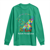 Autism Acceptance Long Sleeve Shirt In A World Where You Can Be Anything Be Kind Butterfly Puzzle
