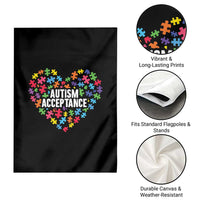 Autism Acceptance Garden Flag Love Heart Puzzle Piece Gift