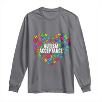Autism Acceptance Long Sleeve Shirt Love Heart Puzzle Piece Gift