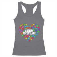 Autism Acceptance Racerback Tank Top Love Heart Puzzle Piece Gift