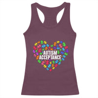 Autism Acceptance Racerback Tank Top Love Heart Puzzle Piece Gift