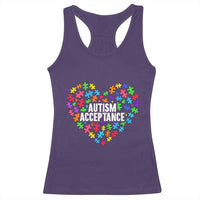 Autism Acceptance Racerback Tank Top Love Heart Puzzle Piece Gift