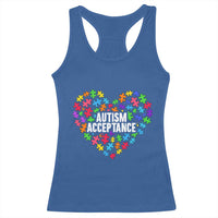 Autism Acceptance Racerback Tank Top Love Heart Puzzle Piece Gift