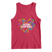 Autism Acceptance Tank Top Love Heart Puzzle Piece Gift
