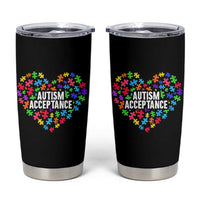 Autism Acceptance Tumbler Cup Love Heart Puzzle Piece Gift