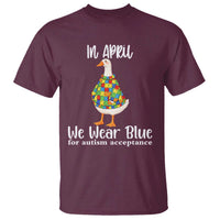 Funny Silly Goose Neurodivergent Support T Shirt In April We Wear Blue For Autism Acceptance