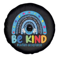 Autism Acceptance Spare Tire Cover Rainbow in April We Wear Blue Ribbon Autism