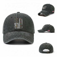 Autism Acceptance Washed Cotton Baseball Cap American Flag Neurodivergent Support Ribbon Puzzle