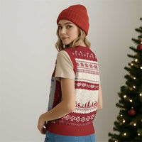 Autism Acceptance V-Neck Knit Sweater Vest Neurodivergent Support Messy Bun Ribbon Puzzle