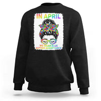 Autism Acceptance Sweatshirt Neurodivergent Support Messy Bun Ribbon Puzzle