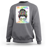 Autism Acceptance Sweatshirt Neurodivergent Support Messy Bun Ribbon Puzzle
