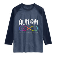 Autism Acceptance Raglan Shirt Neurodivergent Support Infinity Symbol