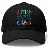 Autism Acceptance Baseball Cap Neurodivergent Support Infinity Butterfly Symbol