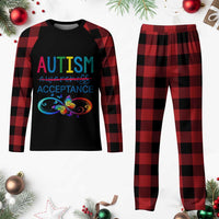 Autism Acceptance Plaid Pajama Set Neurodivergent Support Infinity Butterfly Symbol