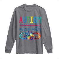 Autism Acceptance Long Sleeve Shirt Neurodivergent Support Infinity Butterfly Symbol