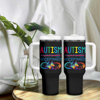 Autism Acceptance Tumbler With Handle Neurodivergent Support Infinity Butterfly Symbol