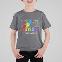 Autism Acceptance T Shirt For Kid Neurodivergent Support Rainbow Feather Infinity Symbol
