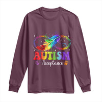Autism Acceptance Long Sleeve Shirt Neurodivergent Support Rainbow Feather Infinity Symbol